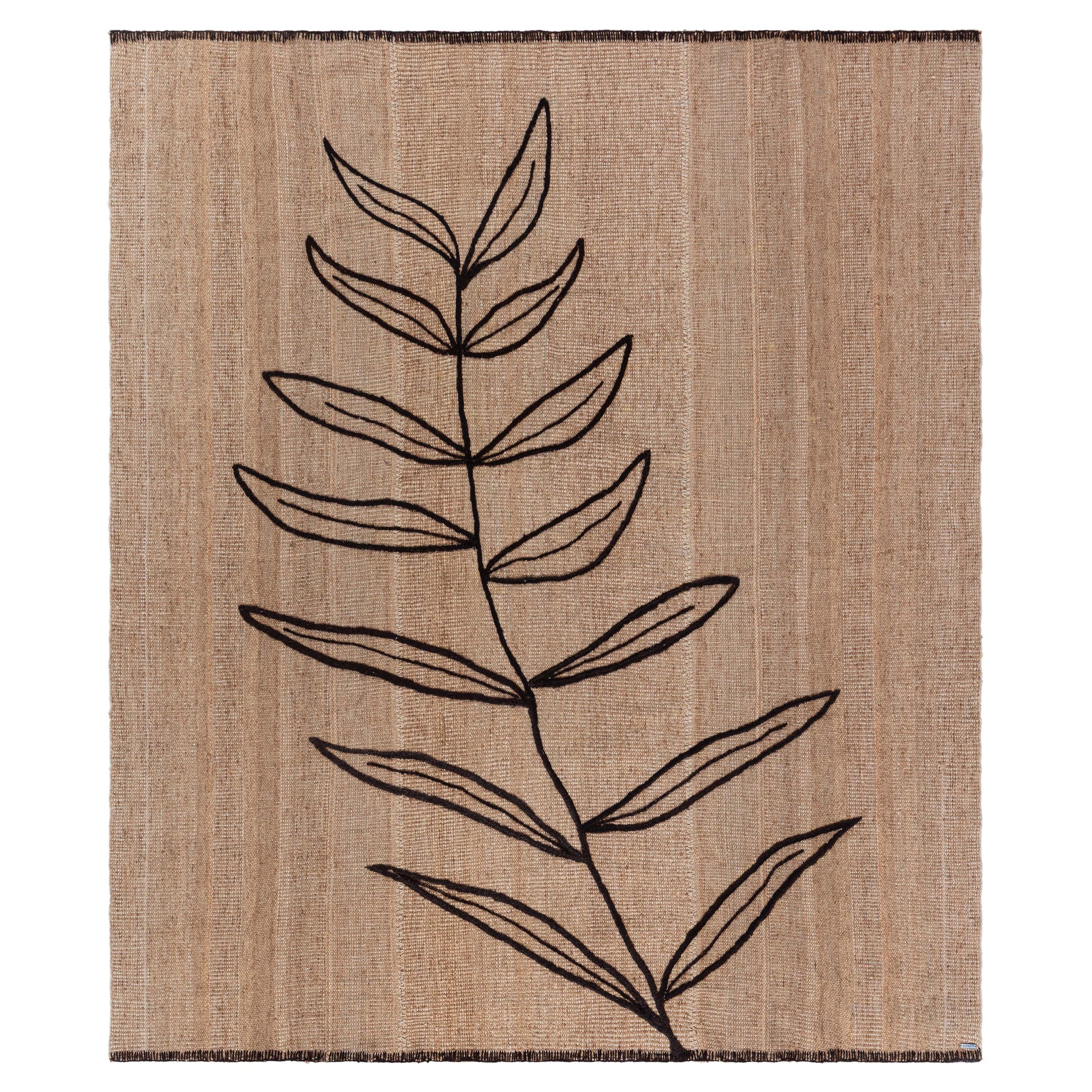 Modern Embroidery Kilim Rug with Nature-Inspired Pattern by Doris Leslie Blau