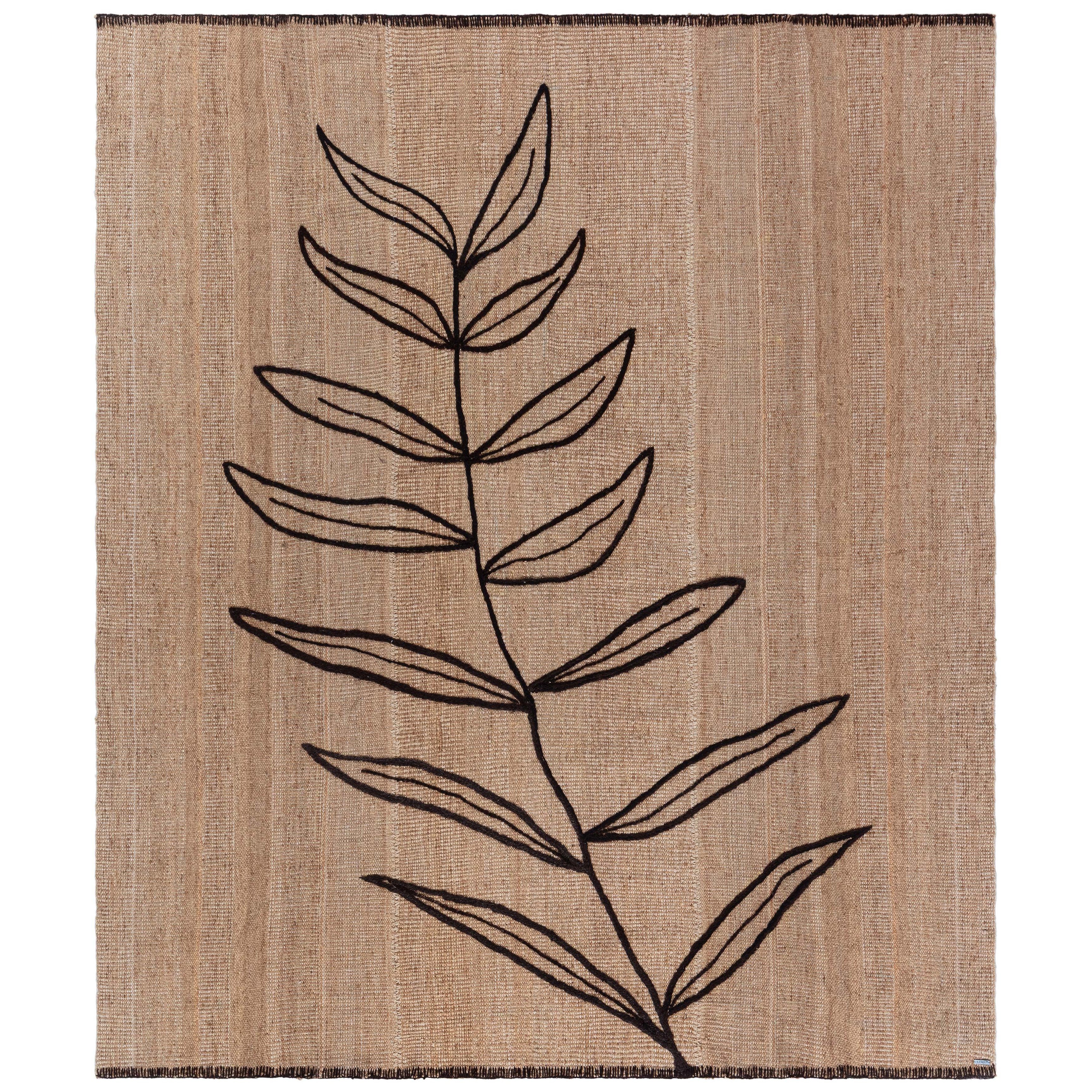 Modern Embroidery Kilim Rug with Nature-Inspired Pattern by Doris Leslie Blau