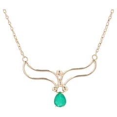 Modern Emerald 18 Karat Rose Gold Necklace