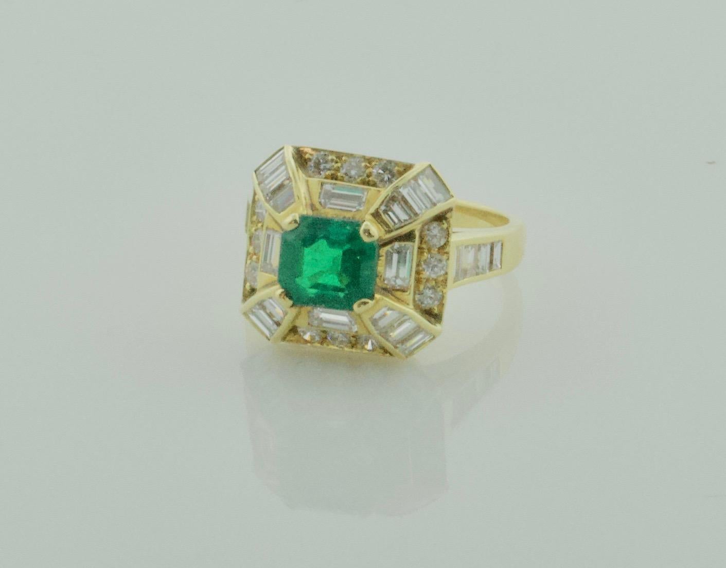 Modern Emerald and Diamond Ring by Terrell and Zimmelman in 18 Karat For Sale 2