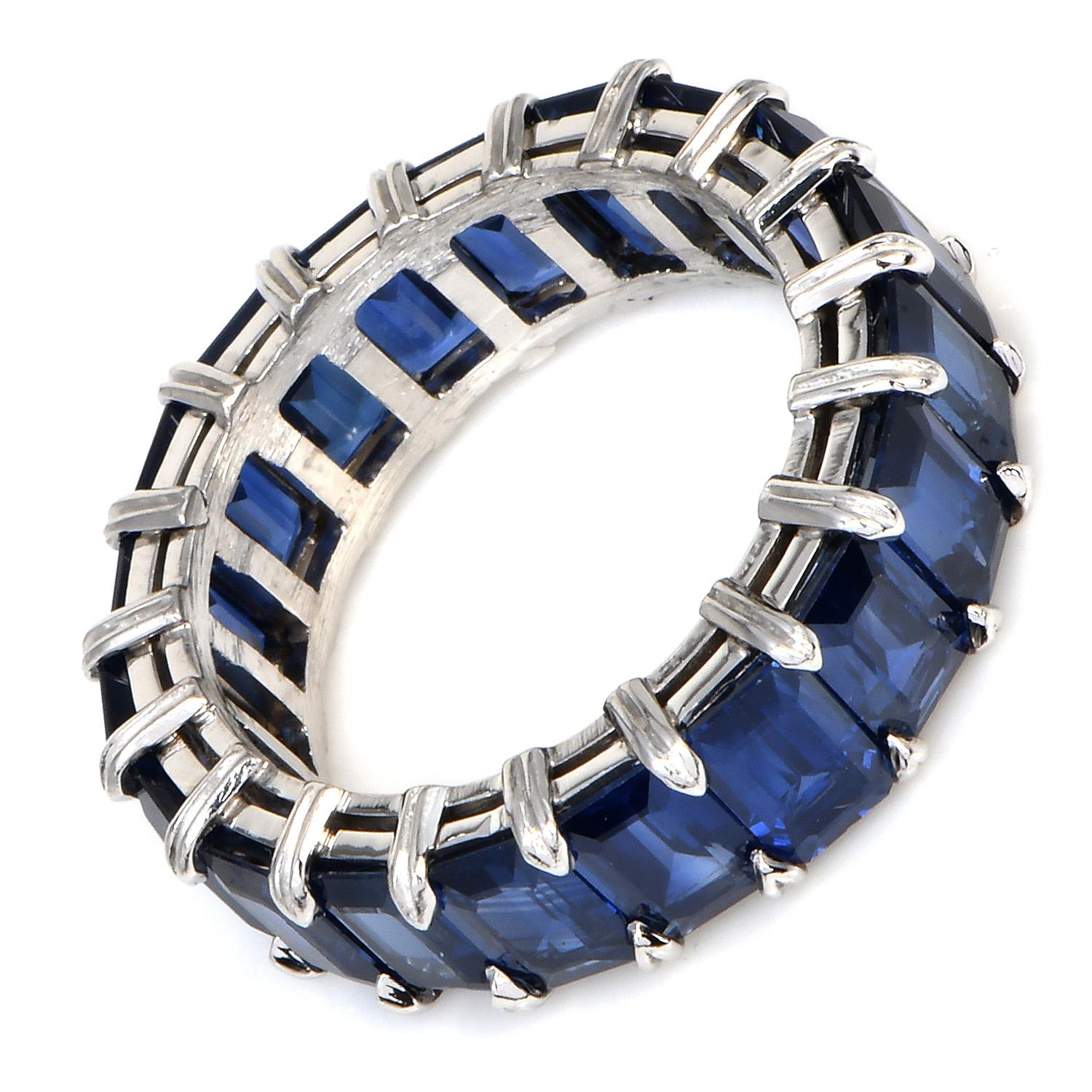 blue sapphire and diamond eternity ring