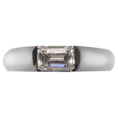 Modern Emerald-Cut Diamond And Platinum Ring, 0.90 Carats