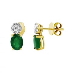 Modern Emerald Diamond Yellow 18K Gold Band Ring for Her