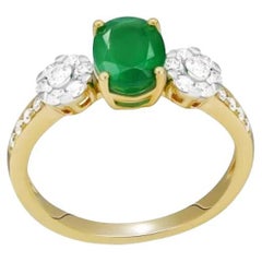 Modern Emerald Diamond Yellow 18K Gold Earrings for Her