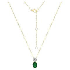 Modern Emerald Diamond Yellow 18K Gold Necklacefor Her