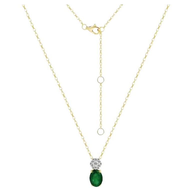 Modern Emerald Diamond Yellow 18K Gold Necklacefor Her For Sale at