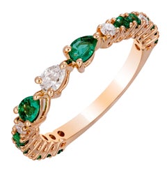 Anello moderno con smeraldo e diamante in oro giallo 18k per lei
