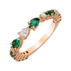Moderner moderner Smaragd-Diamant-Gelbgold-Ring für Sie aus 18k