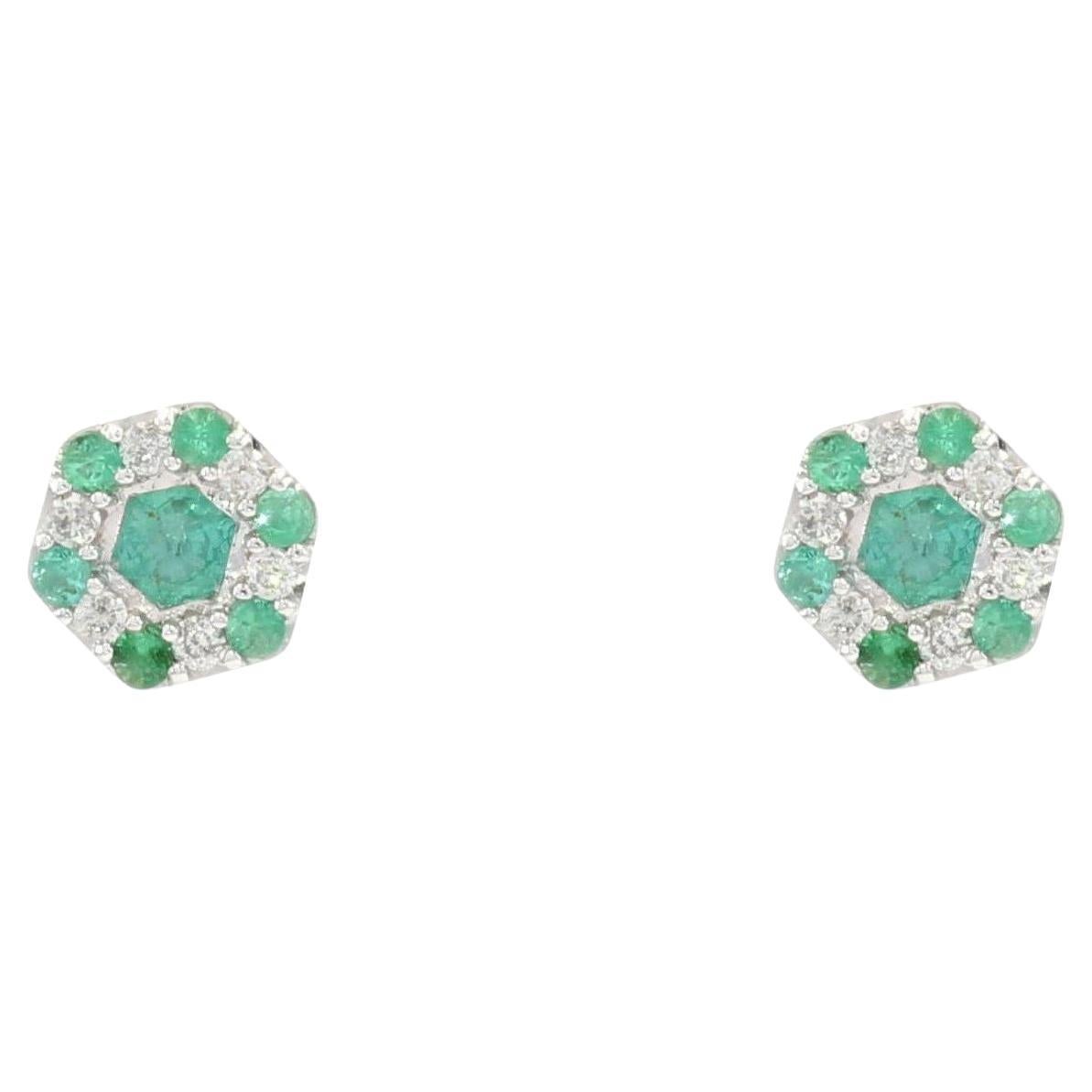 New 18 Karat White Gold Diamond Geometrical Stud Earrings For Sale at ...
