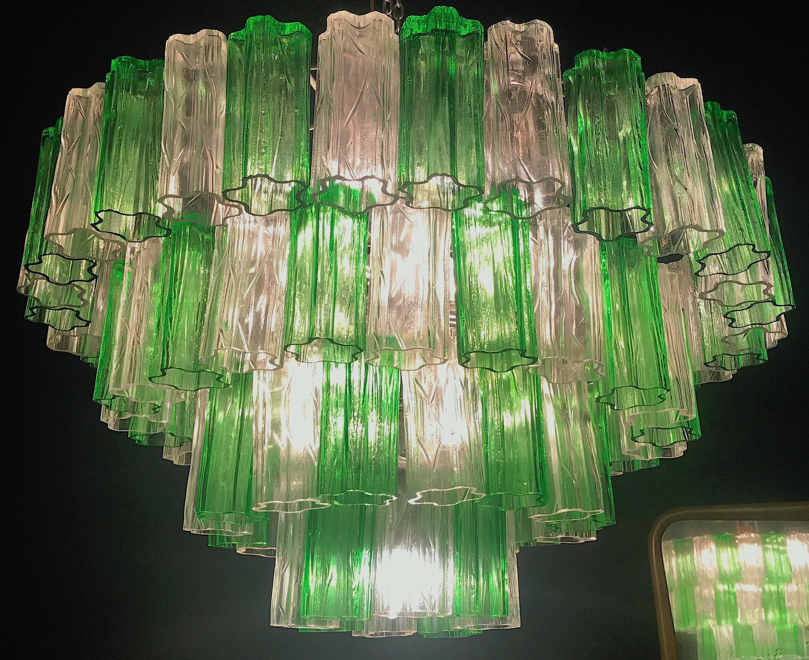 Modern Emerald Green and Ice Color Murano Glass Chandelier or Flush Mount For Sale 3