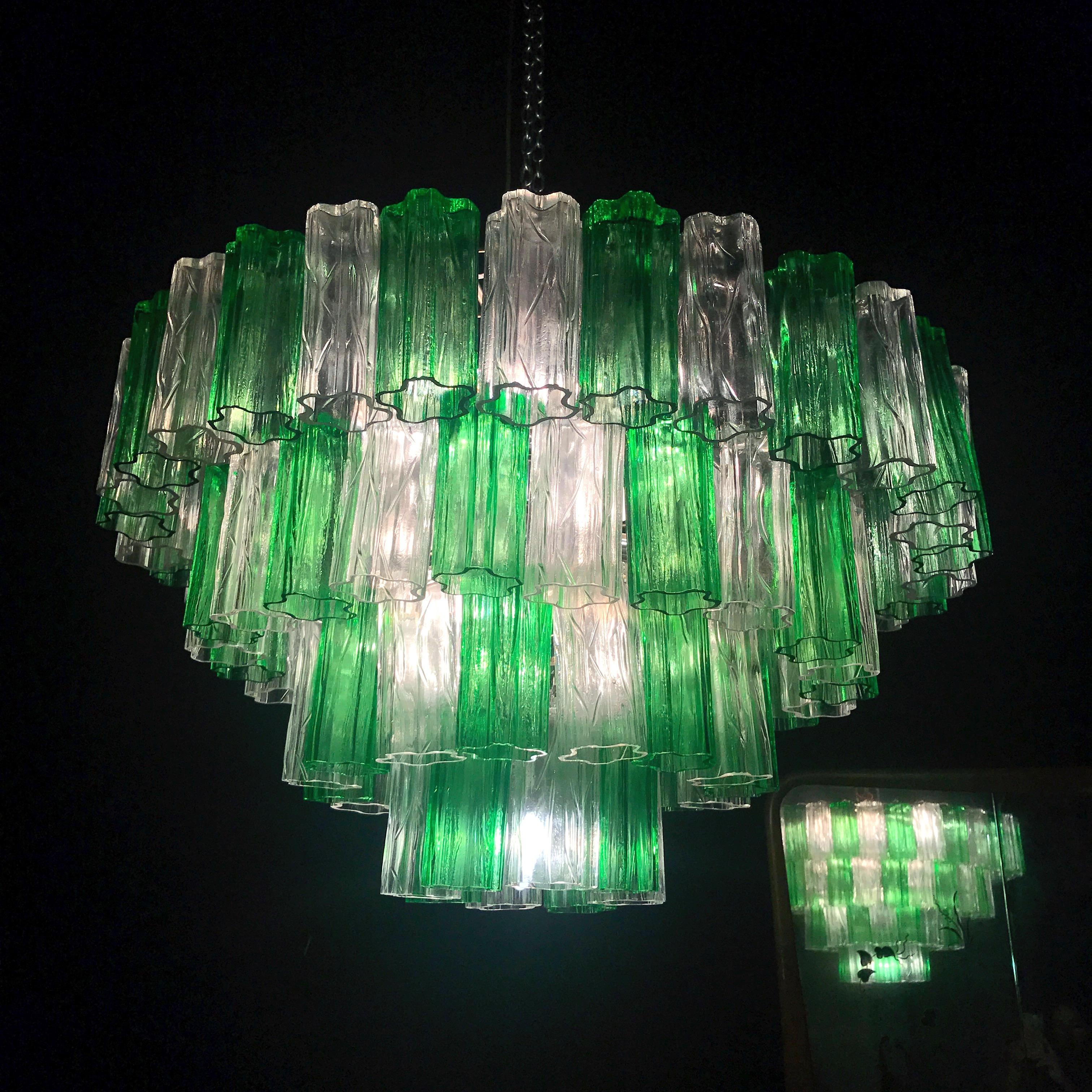Modern Emerald Green and Ice Color Murano Glass Chandelier or Flush Mount For Sale 4