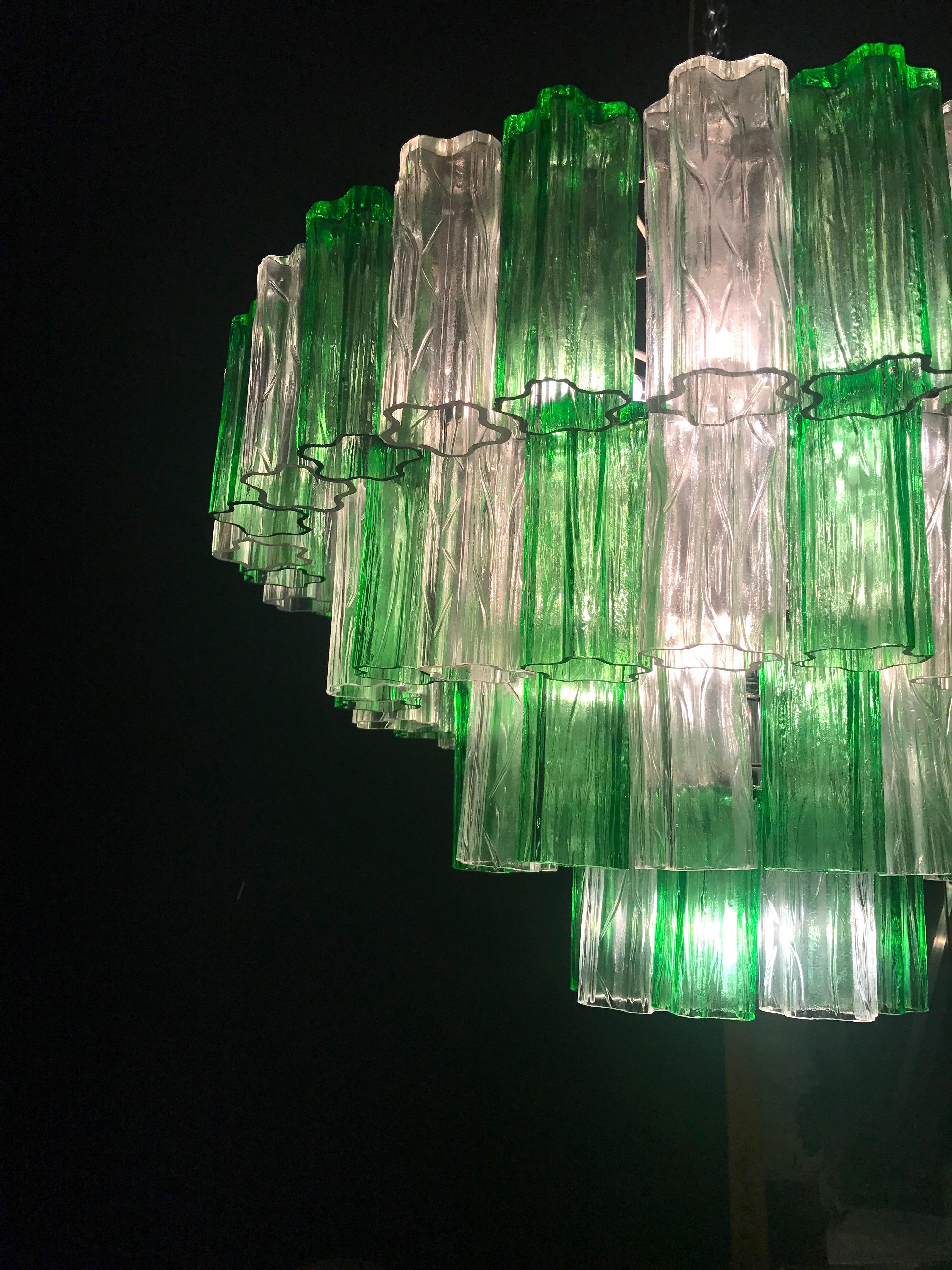 Modern Emerald Green and Ice Color Murano Glass Chandelier or Flush Mount For Sale 5