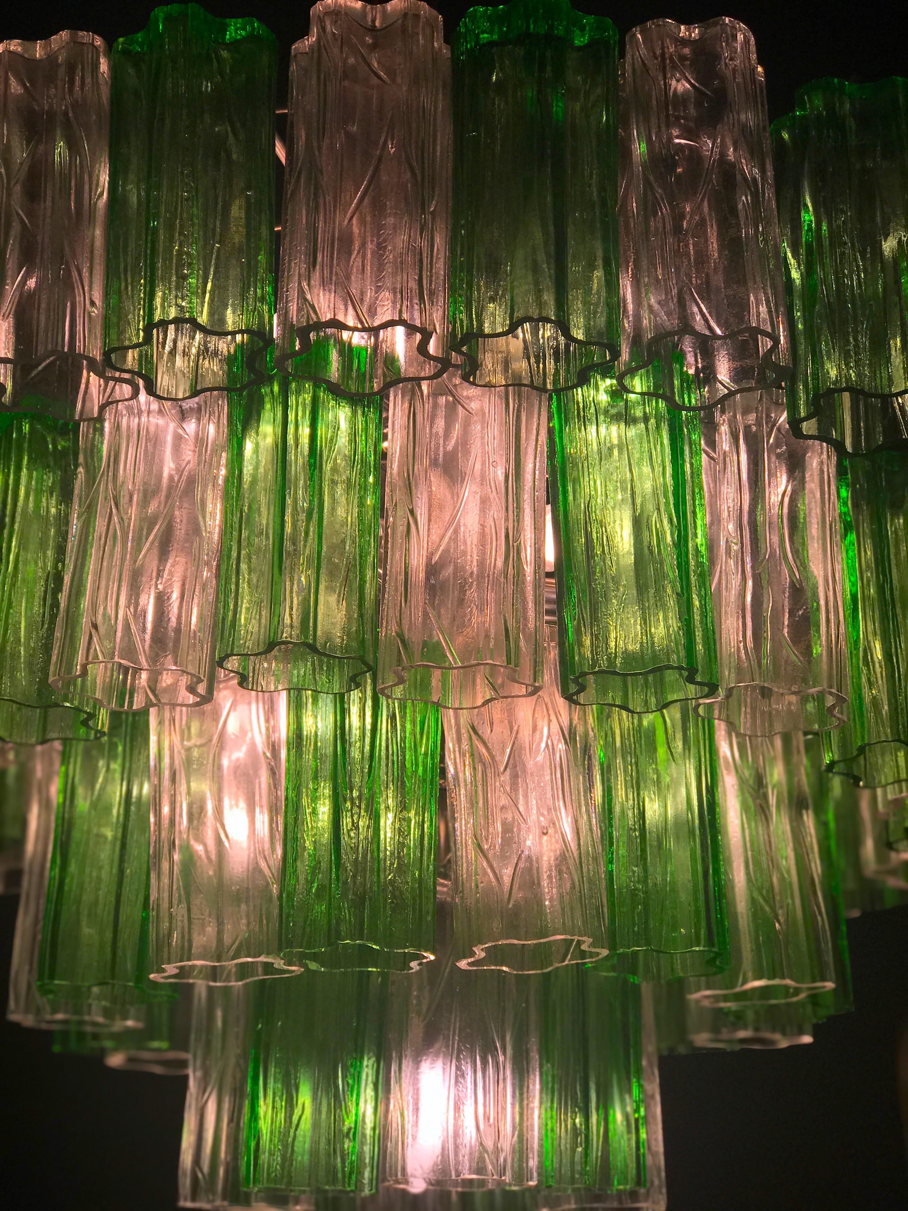 Modern Emerald Green and Ice Color Murano Glass Chandelier or Flush Mount In Excellent Condition For Sale In Rome, IT