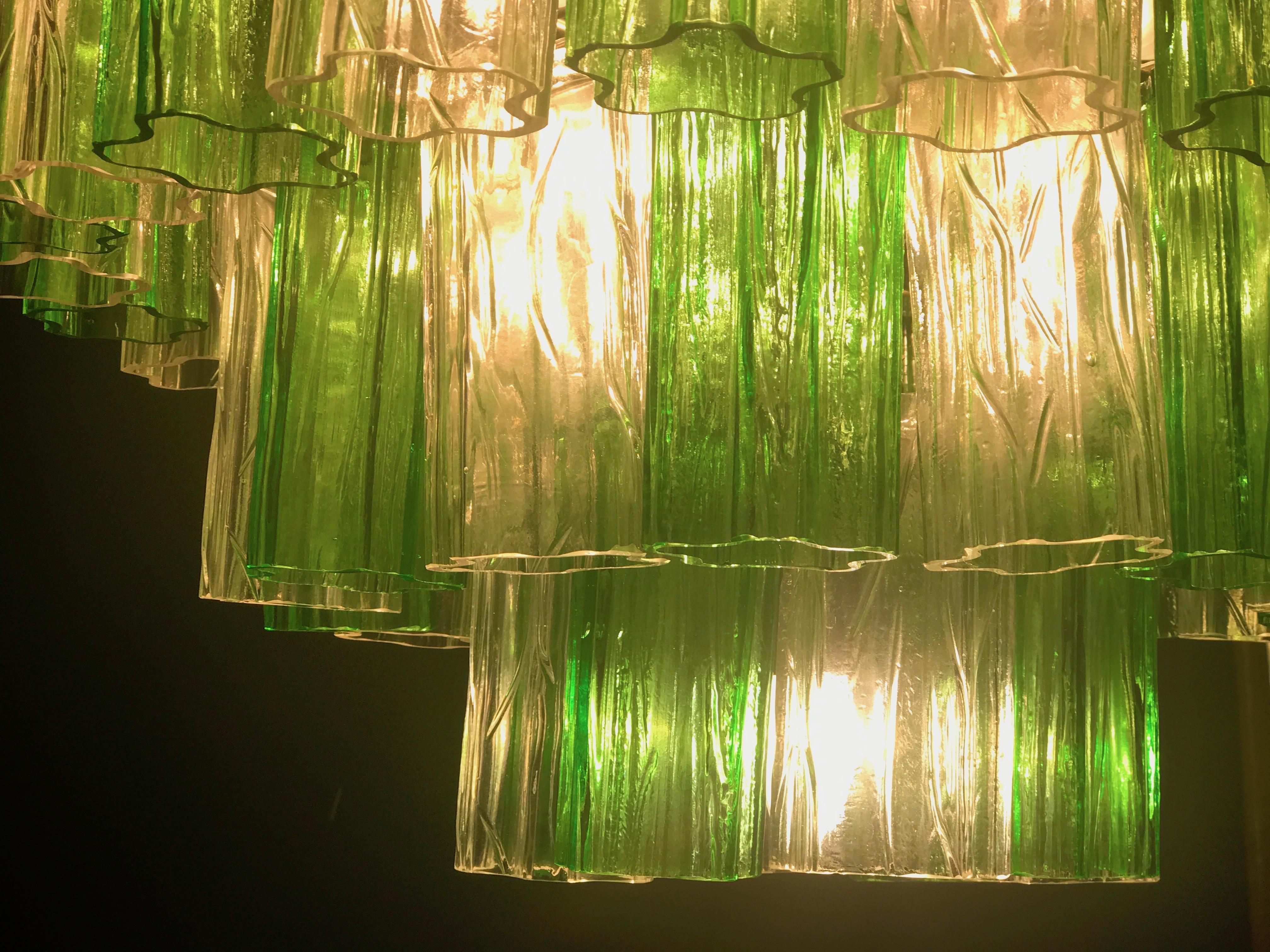 Modern Emerald Green and Ice Color Murano Glass Chandelier or Flush Mount In Excellent Condition For Sale In Rome, IT