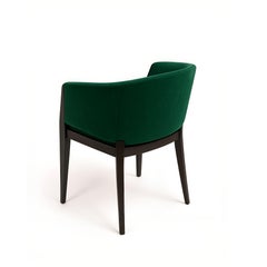 Modern Emerald Green Velvet Armchair with Dark Wood Frame