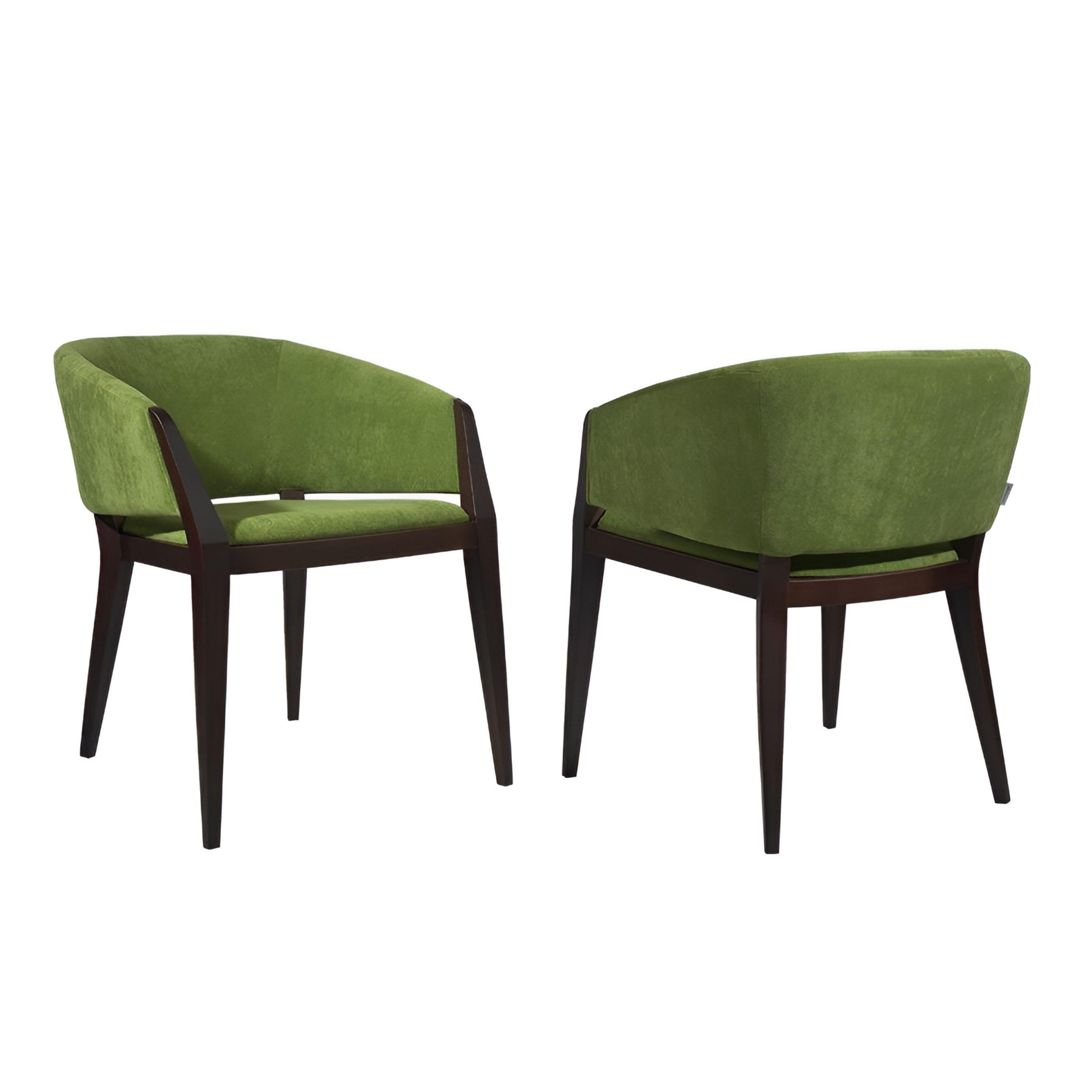 Poltrona moderna in velluto verde smeraldo con struttura in Wood scuro In condizioni Nuovo in vendita a NEW YORK, NY