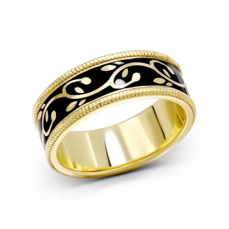 Moderner Emaille-Ring aus Gelbgold aus 14 Karat Gold für ihr im Zustand „Neu“ im Angebot in Montreux, CH
