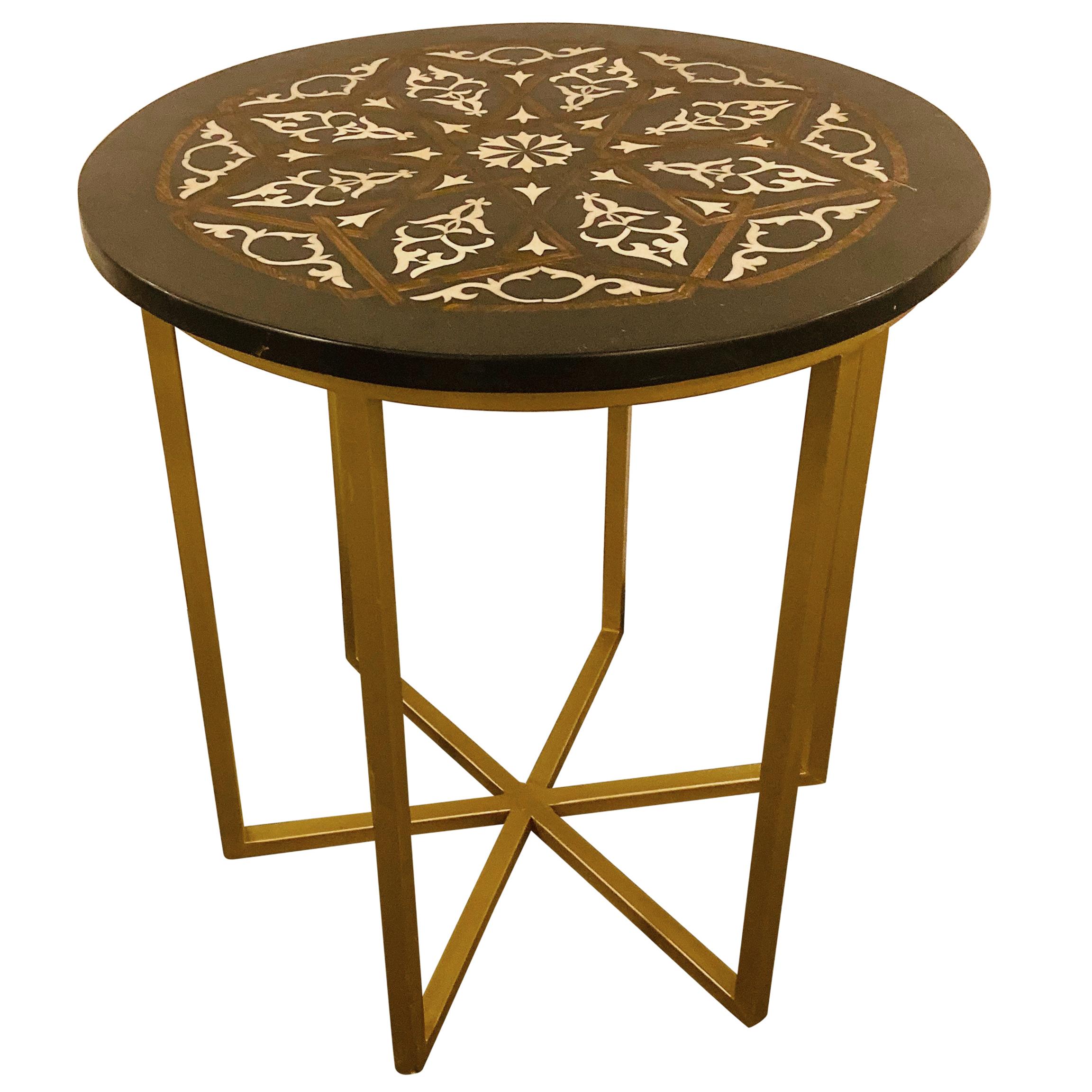 Tuscany Marquetry End Table with Casters by Ethan Allen at 1stDibs