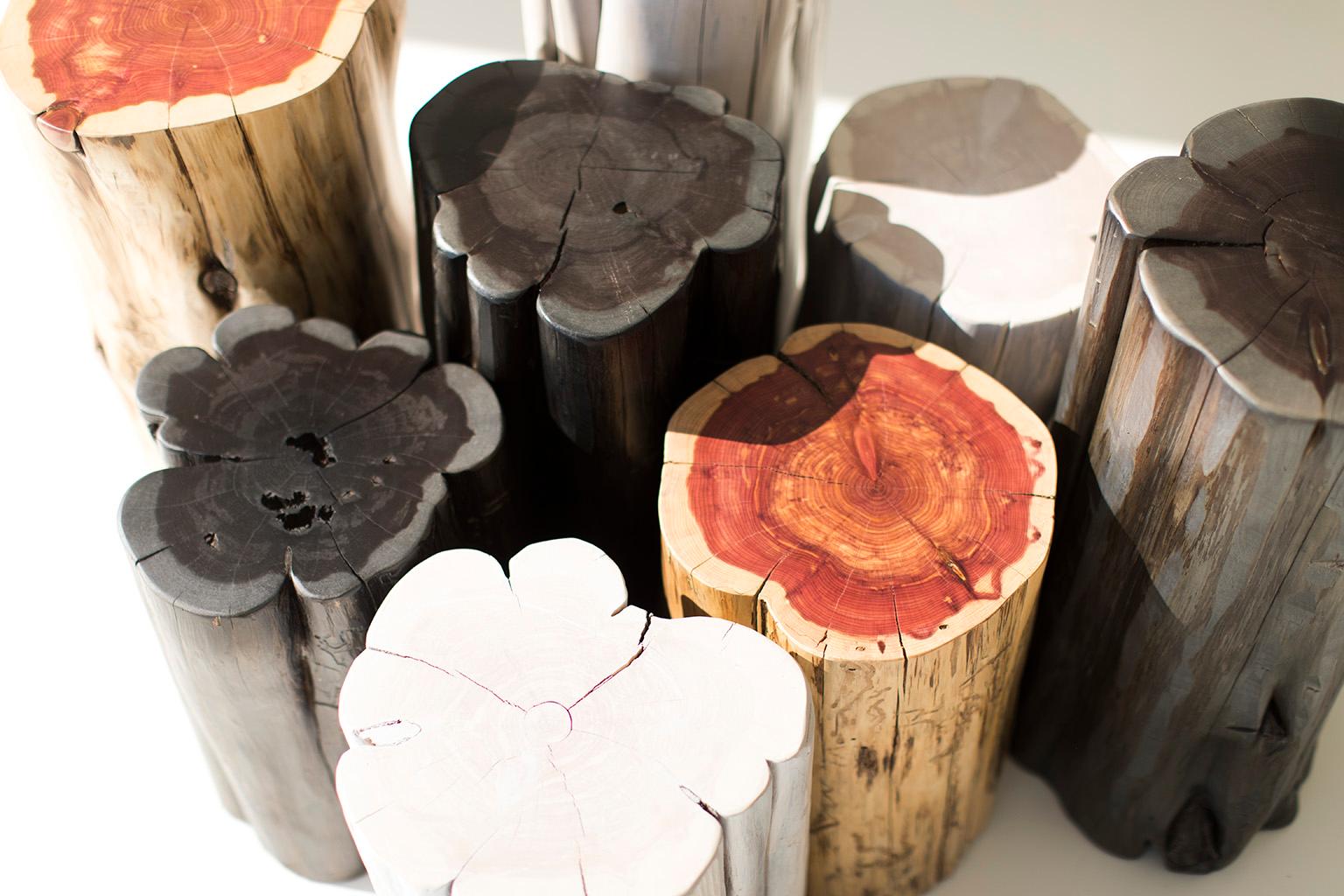 Contemporary Modern End Tables in Large, Black, White, and Natural For Sale