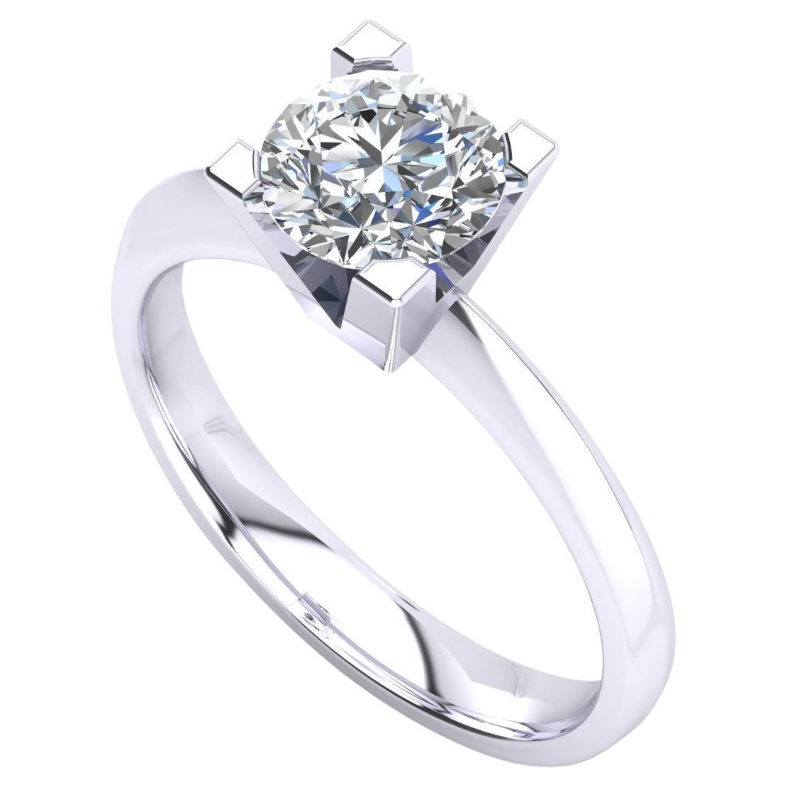 Verlobungsring mit zertifiziertem natürlichem weißem Diamant 1 Karat, 18 Karat Gold
