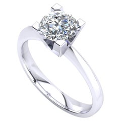 Engagement Ring with Certificate Natural White Diamond 1 Ct, 18kt Gold
