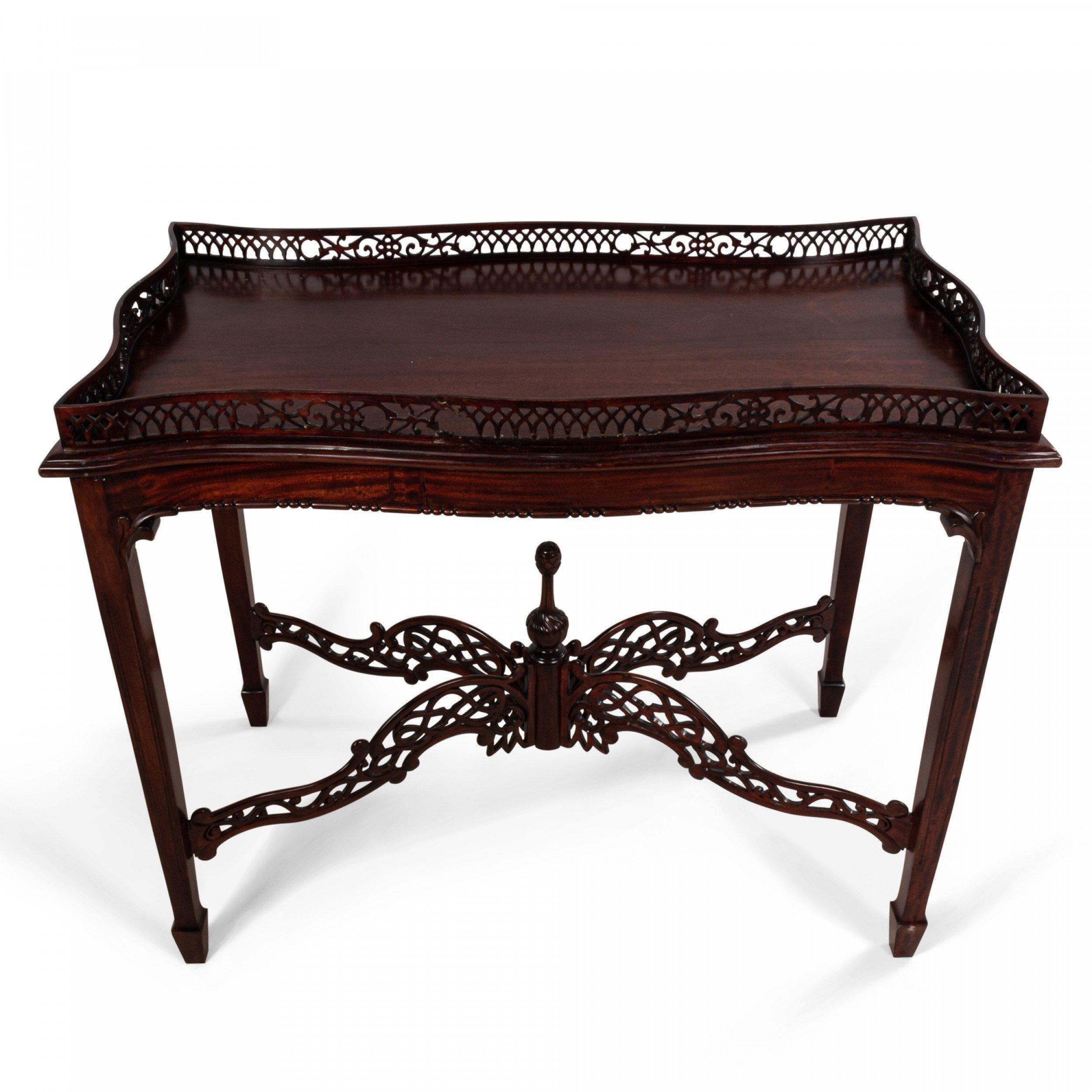 20th Century Modern English Chinese Chippendale Style Mahogany Table