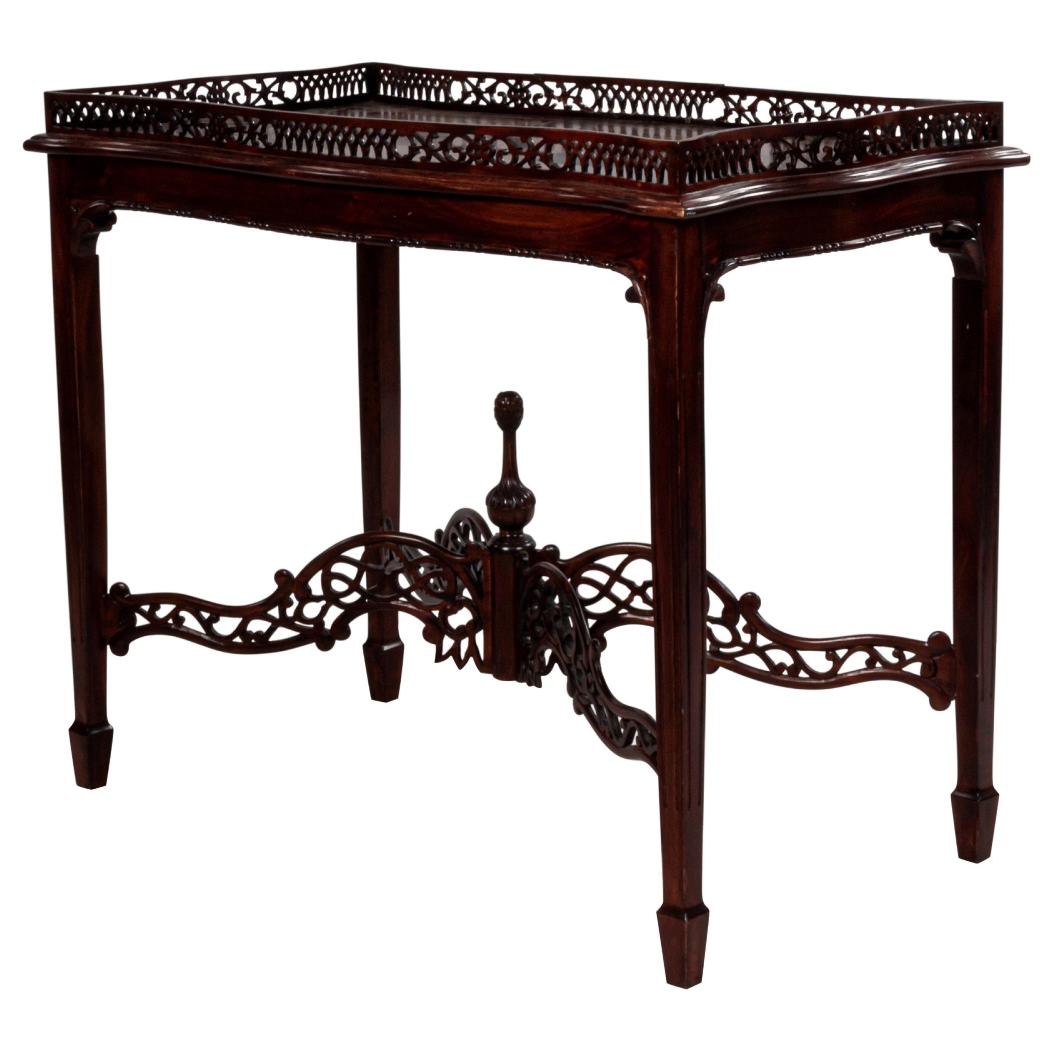 Modern English Chinese Chippendale Style Mahogany Table