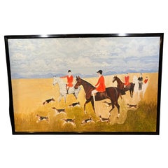 Modern English Hunt Scene Landscape With Horsemen and Hounds