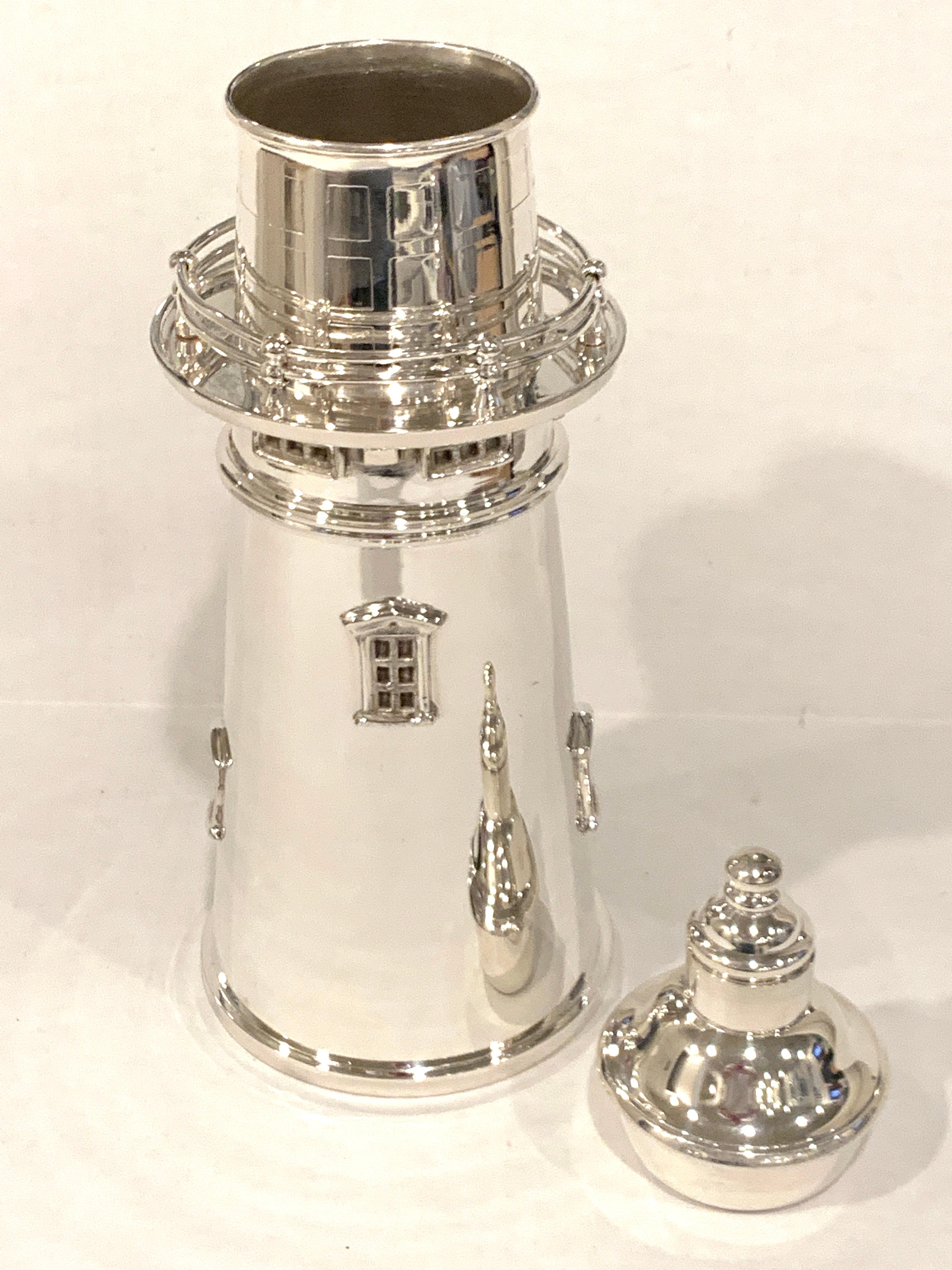 Modern English Silver Plated Lighthouse Cocktail Shaker 3