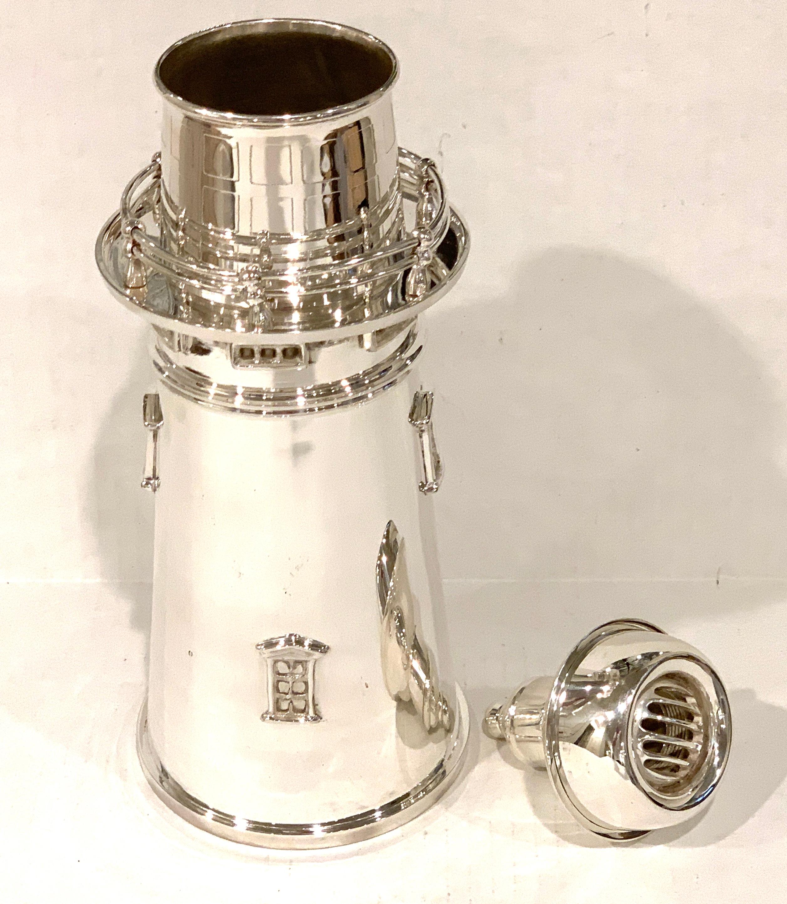 Modern English Silver Plated Lighthouse Cocktail Shaker 4