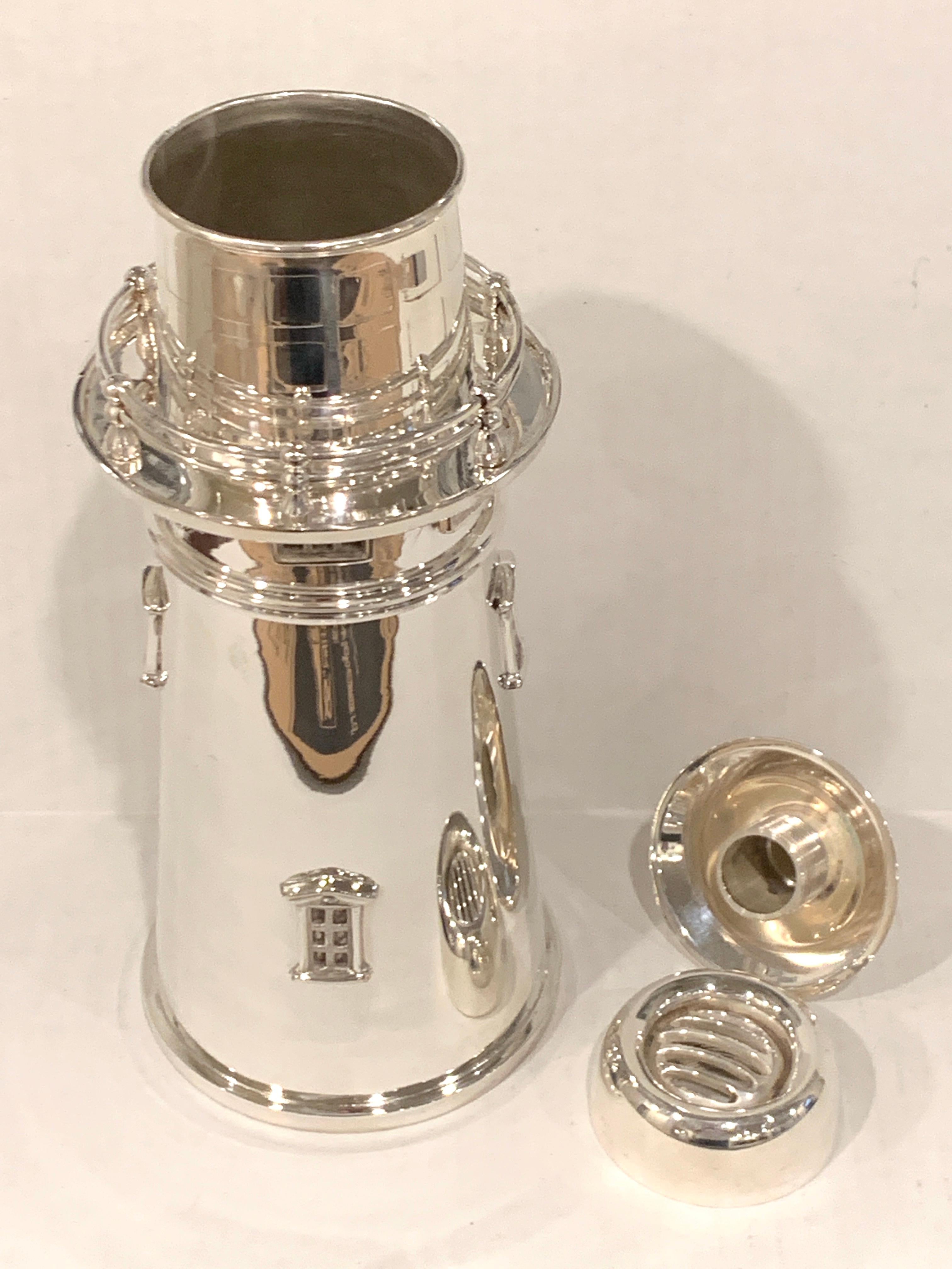 Modern English Silver Plated Lighthouse Cocktail Shaker 5