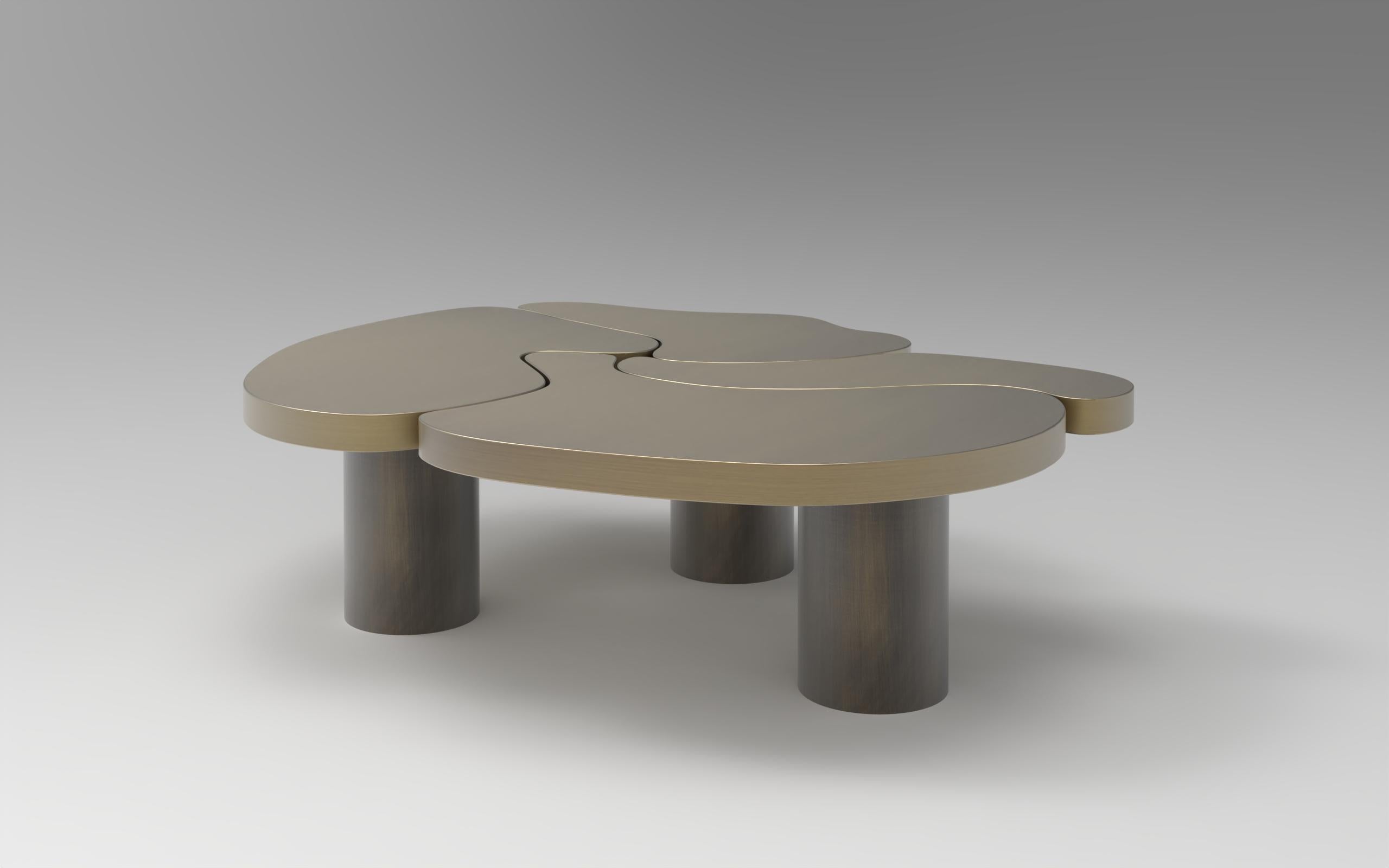Portuguese Modern Enlace Coffee Table, Brass, Handmade in Portugal by Greenapple For Sale