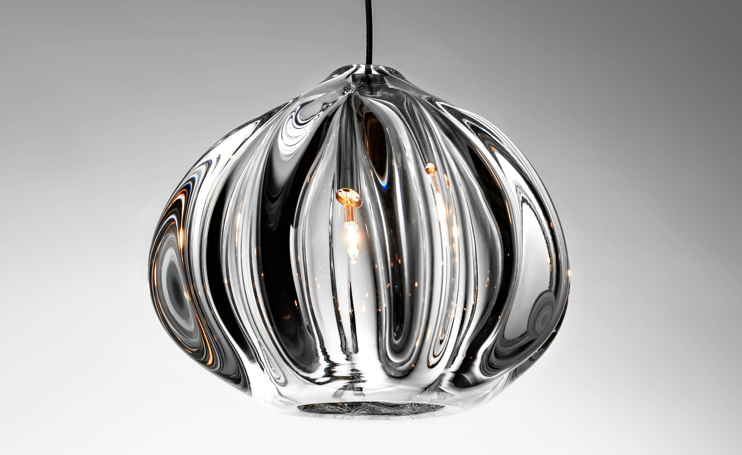 Modern Foyer Chandelier, Hand Blown Glass by Siemon & Salazar, Made to Order In New Condition In Aliso Viejo, CA