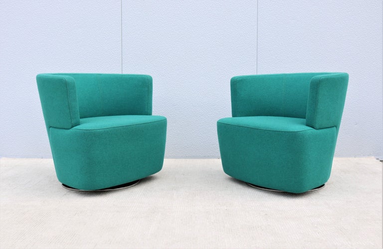 Modern EOOS for Coalesse Joel Blue Swivel Lounge Chairs by Walter Knoll
