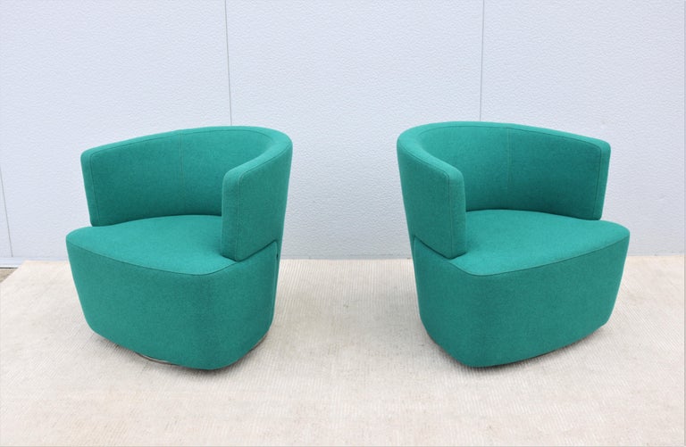 Modern EOOS for Coalesse Joel Blue Swivel Lounge Chairs by Walter Knoll