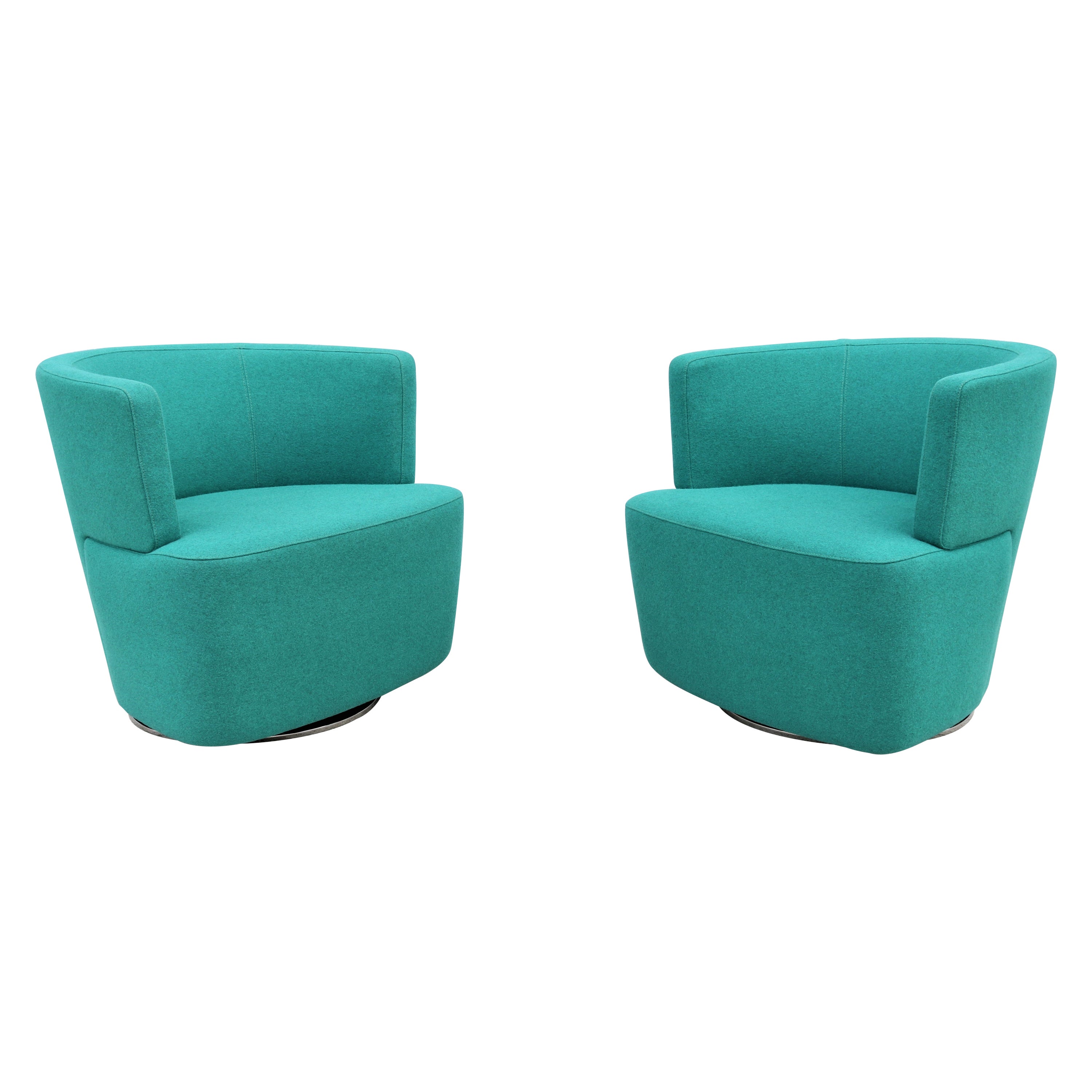 Moderne EOOS für Coalesse Joel Blaue drehbare Loungesessel von Walter Knoll, Paar
