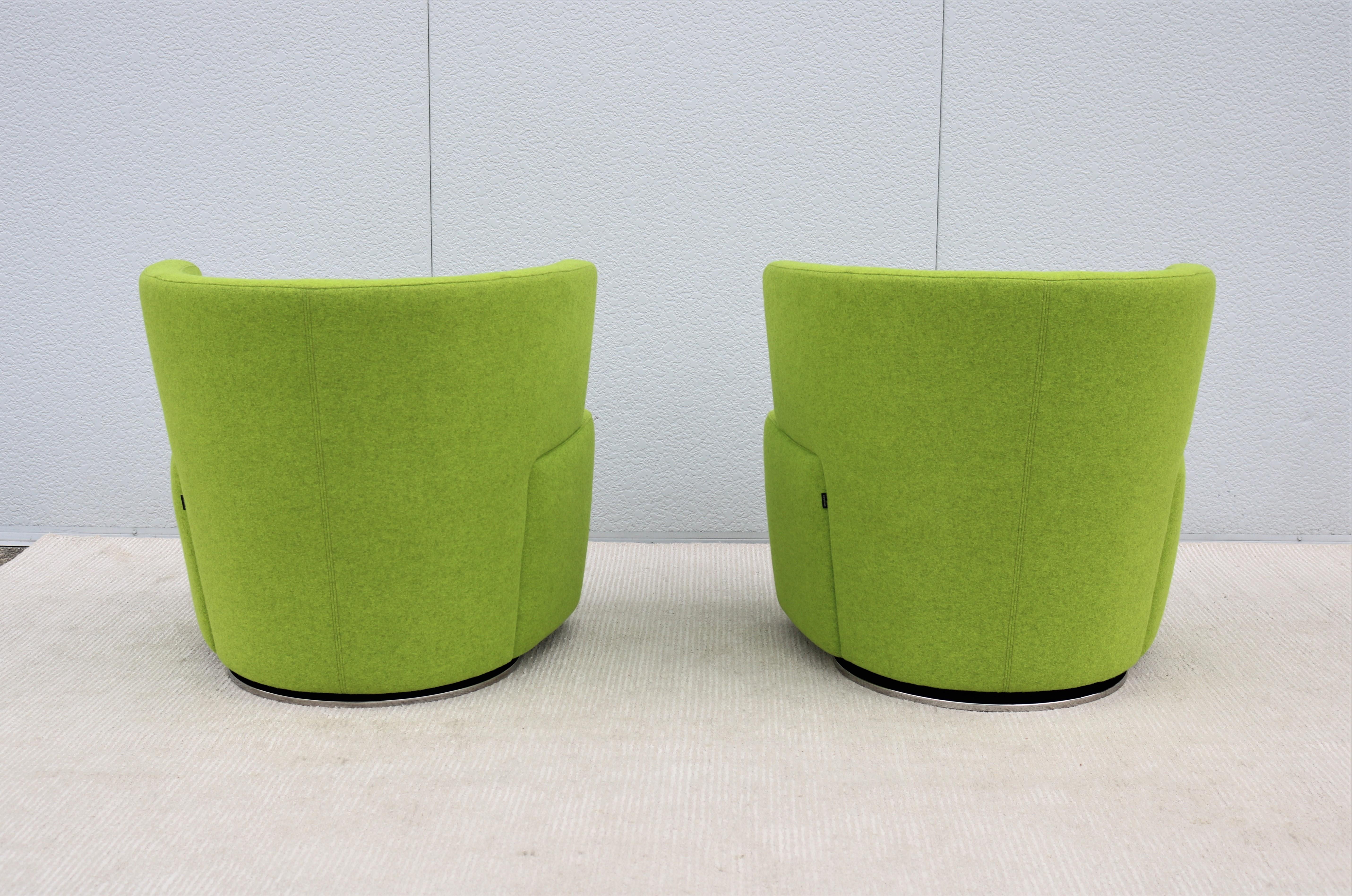 Paire de fauteuils de salon pivotants verts EOOS modernes de Walter Knoll pour Coalesse en vente 3