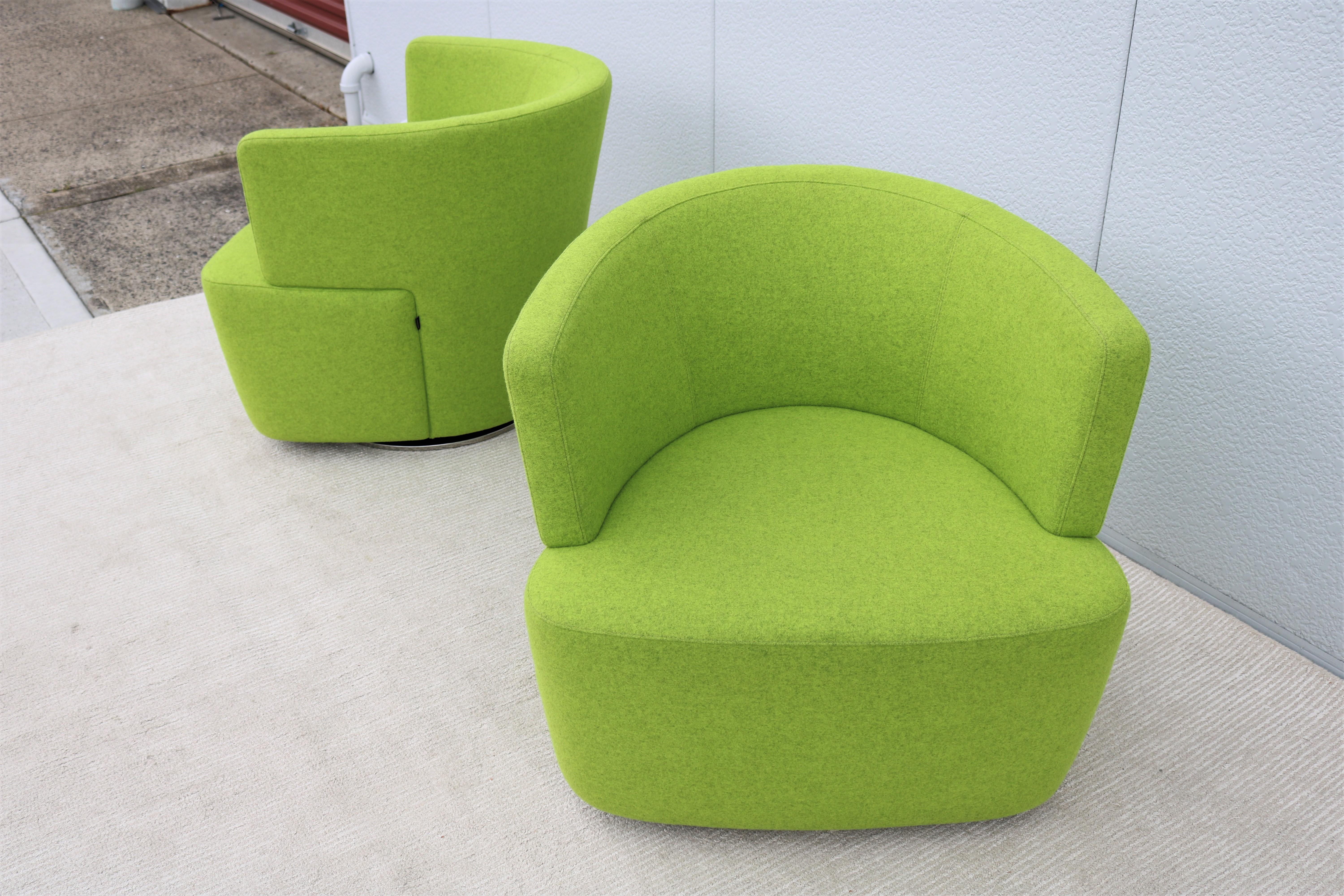 Paire de fauteuils de salon pivotants verts EOOS modernes de Walter Knoll pour Coalesse en vente 6