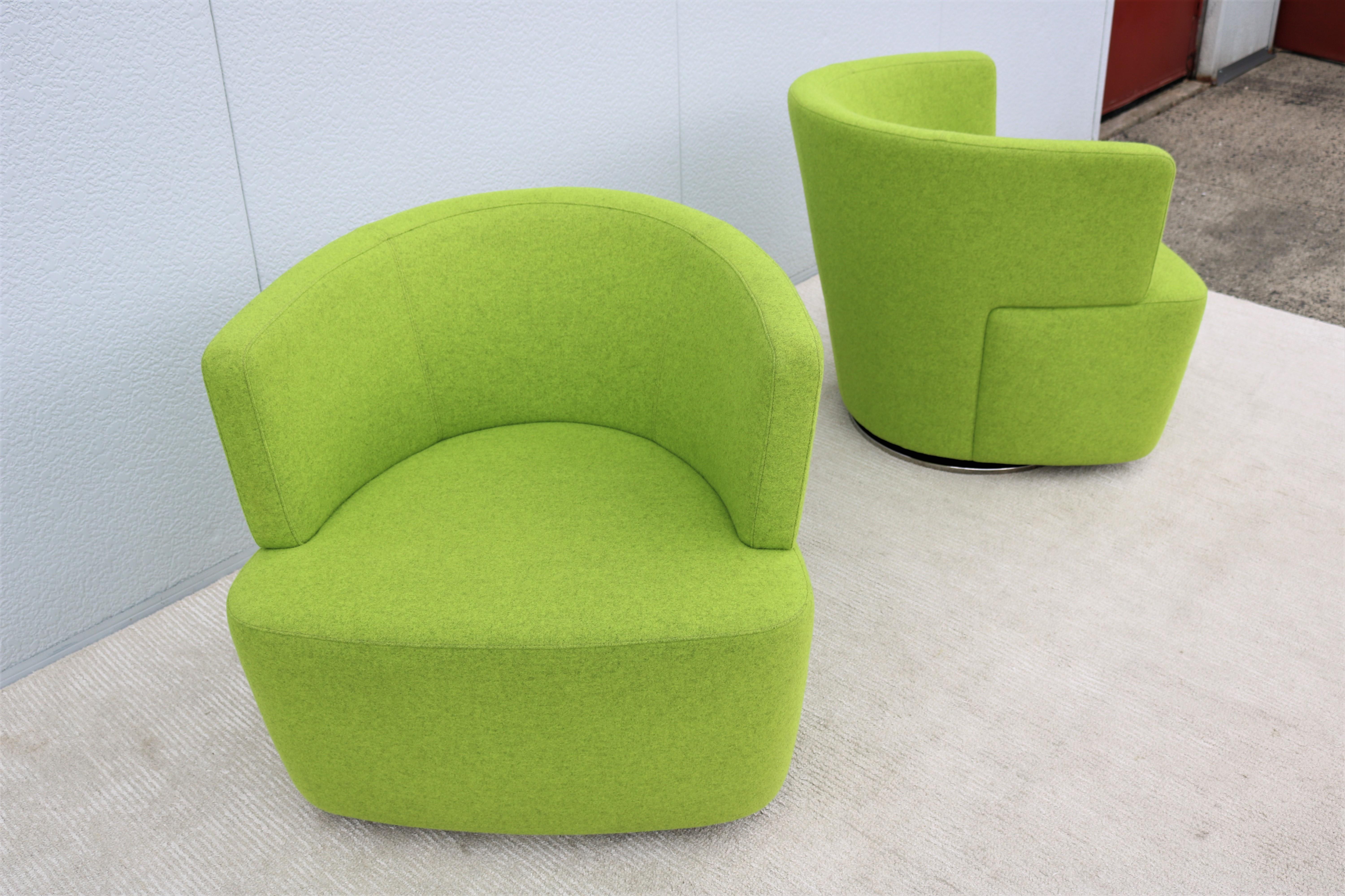 Paire de fauteuils de salon pivotants verts EOOS modernes de Walter Knoll pour Coalesse en vente 7