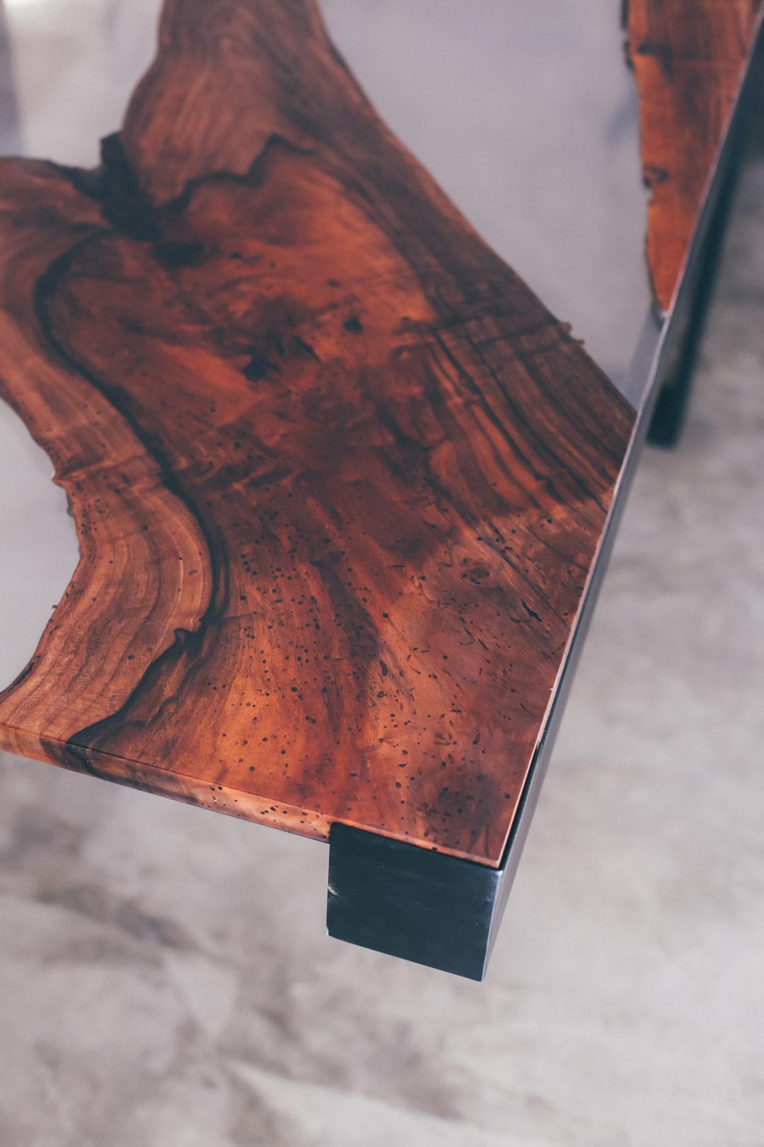 European Epoxy and Walnut Dining Table For Sale