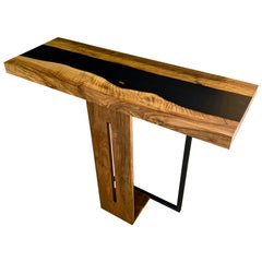 Mesa Consola Moderna Epoxi - Mesa de Entrada con Borde Vivo - Mesa de Pasillo a Medida