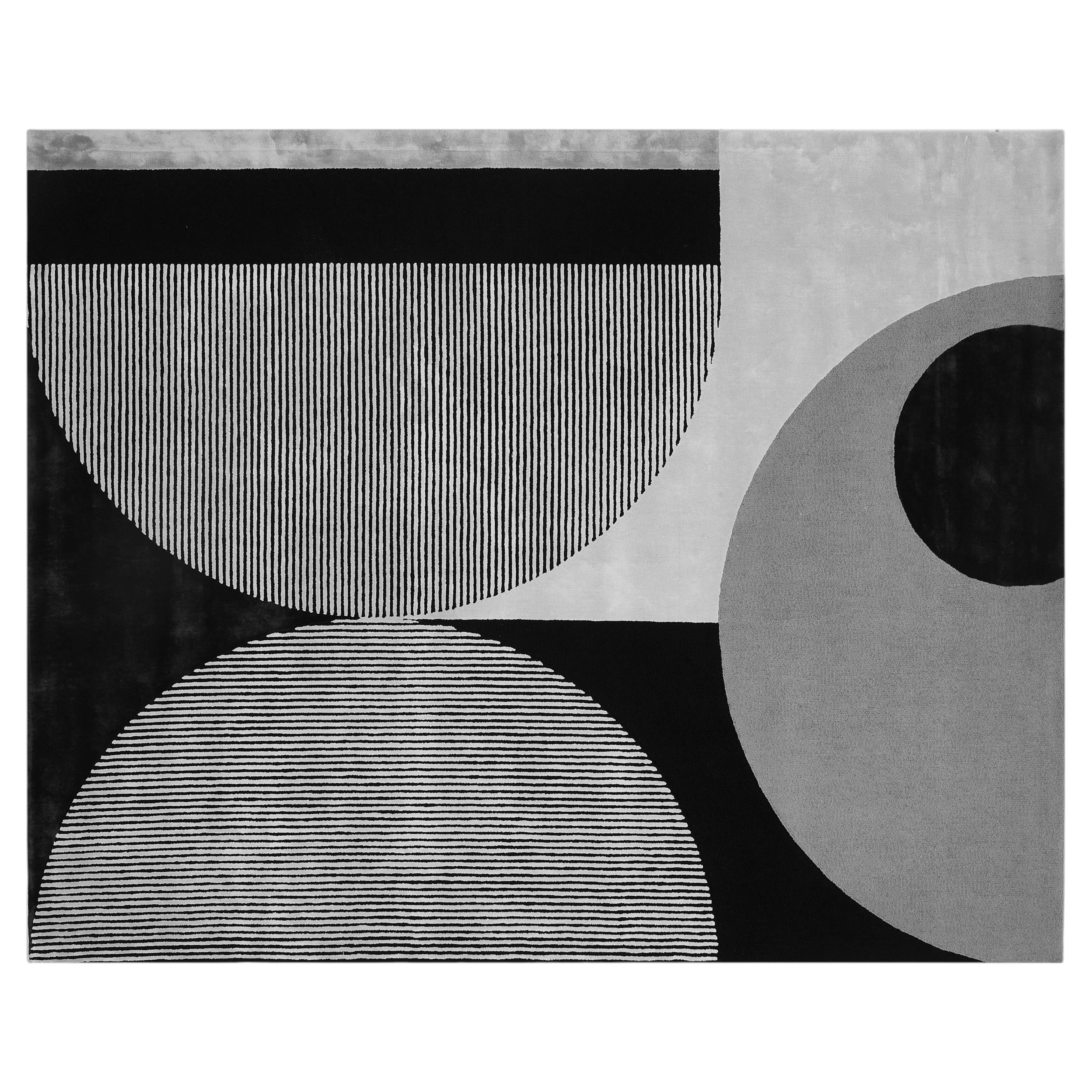 Hand-Tufted Art Deco Rug by FULI, Wool & Viscose, 8x10ft, China For Sale