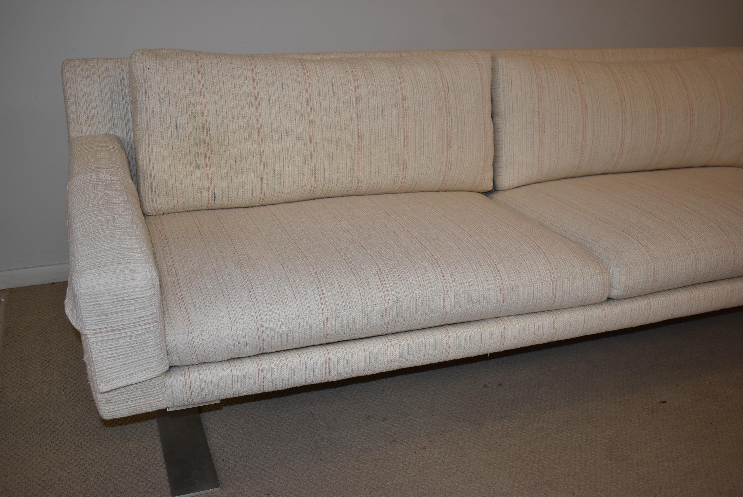 Upholstered modern sofa by Erik Ole Jorgensen for Dux. Brushed steel 