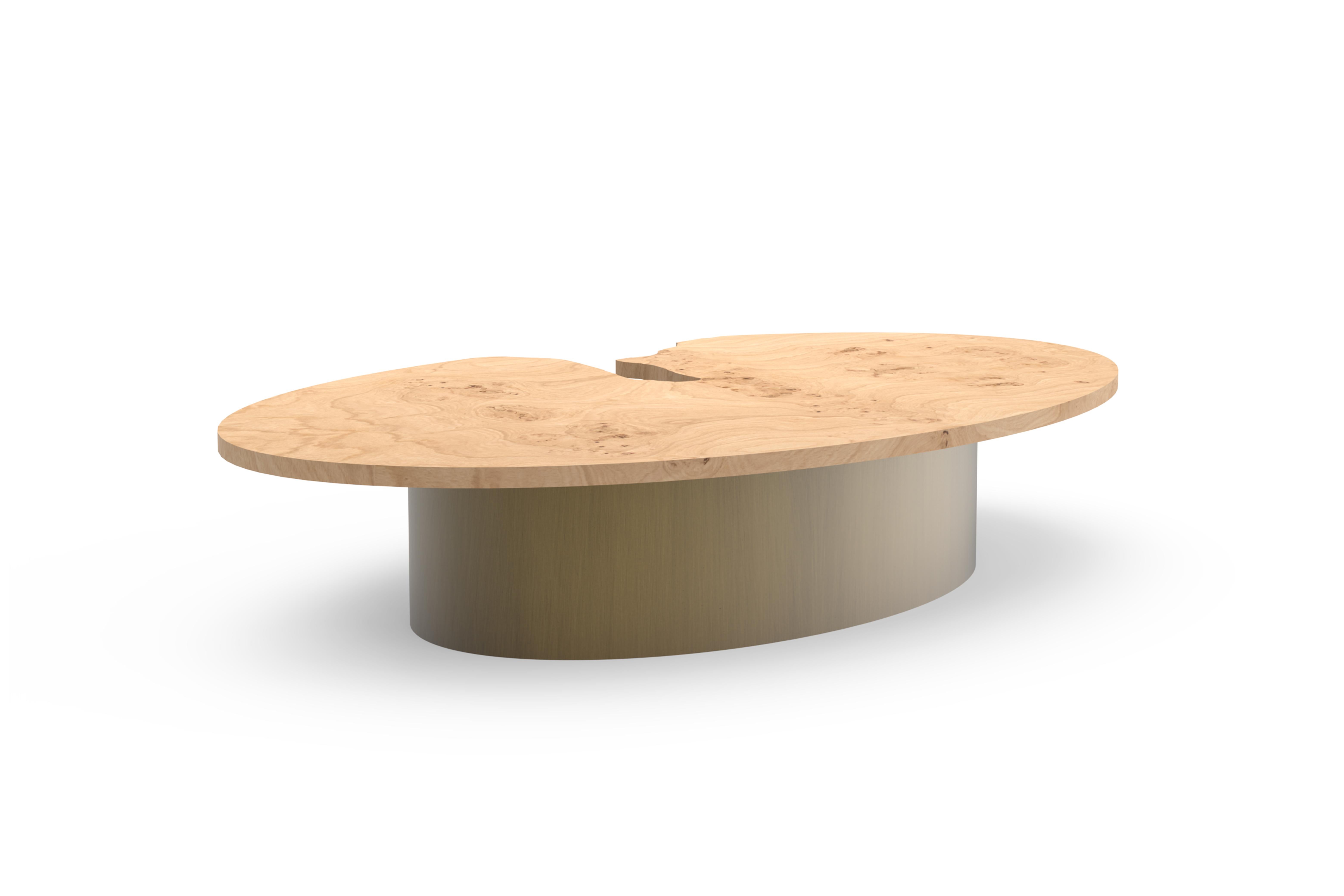 Modern Erosão Coffee Table, Oak Root, Brass, Handmade in Portugal by Greenapple In New Condition For Sale In Lisboa, PT