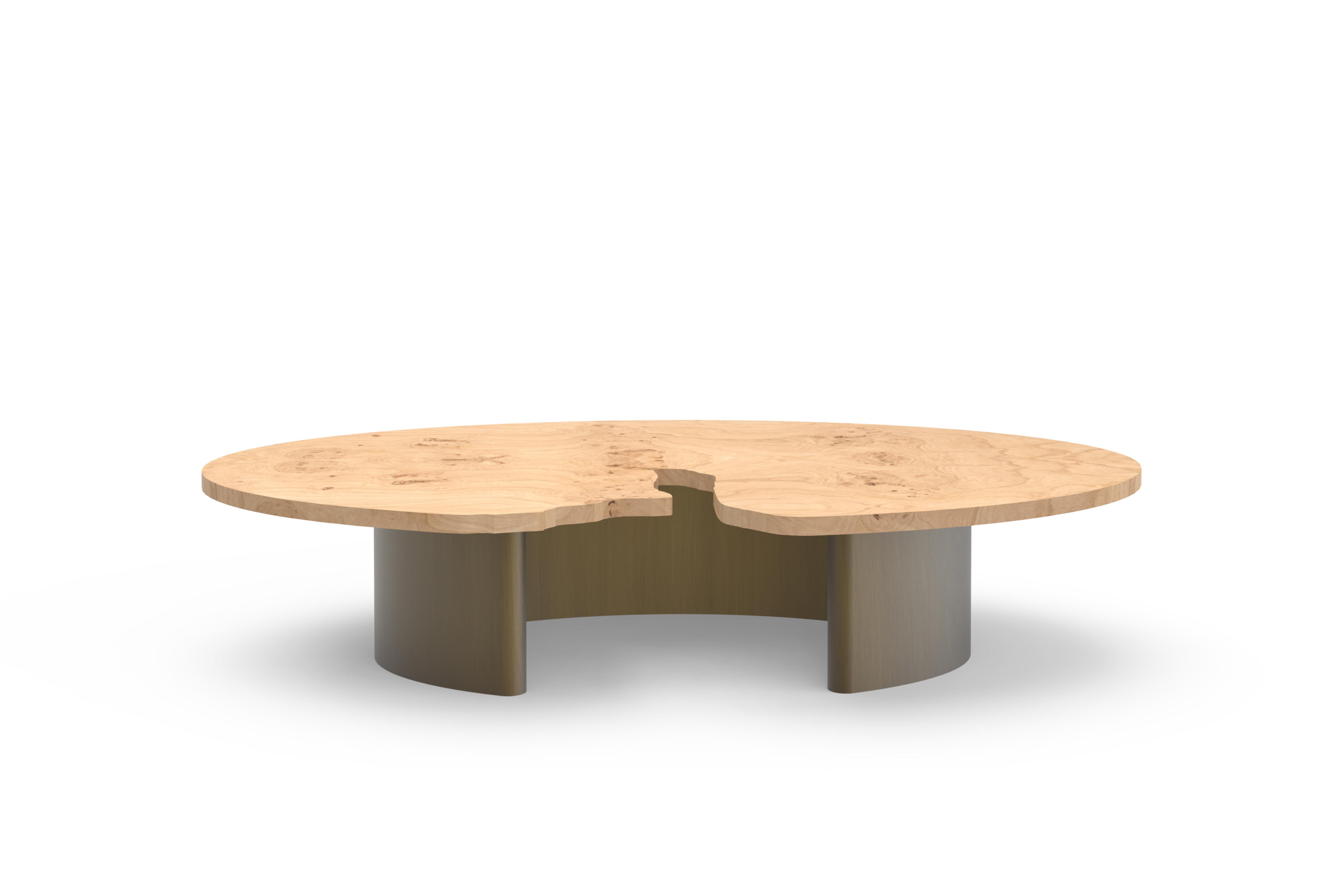 Hand-Crafted Modern Erosão Coffee Table, Oak Root, Brass, Handmade in Portugal by Greenapple For Sale