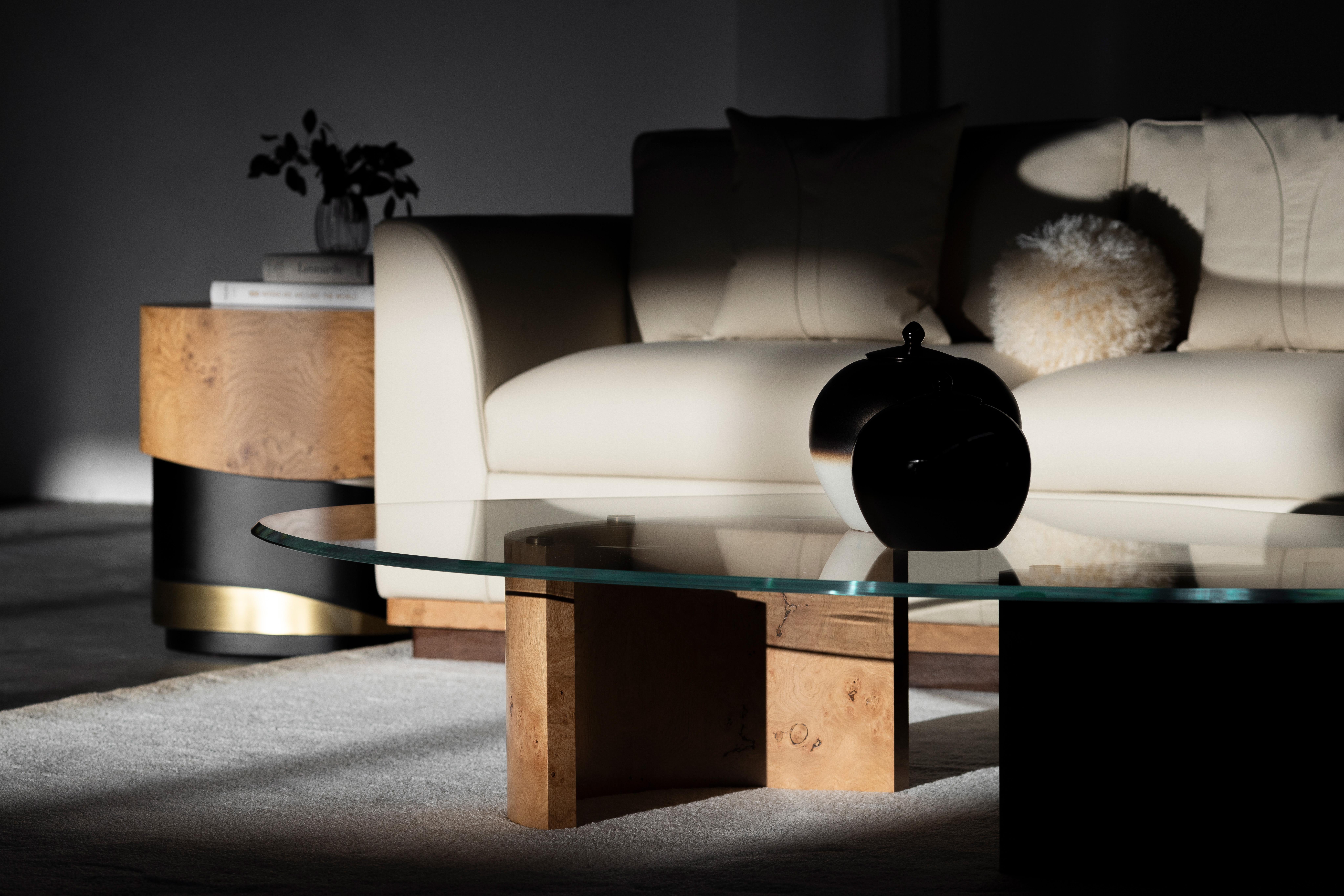 Modern Erosão Coffee Table, Oak Root, Brass, Handmade in Portugal by Greenapple For Sale 3
