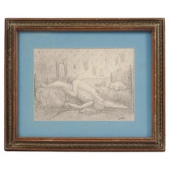 Vintage Modern Erotic Scene Ink Painting by William Monje