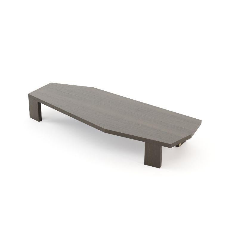 Portuguese Modern Escarpa Coffee Table made with Dark Brown Oak Mate For Sale