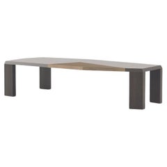 Modern Escarpa Dining Table made with Dark Brown Oak Mate and Antique Brass