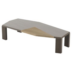 Modern Escarpa Dining Table made with Dark Brown Oak Mate and Antique Brass